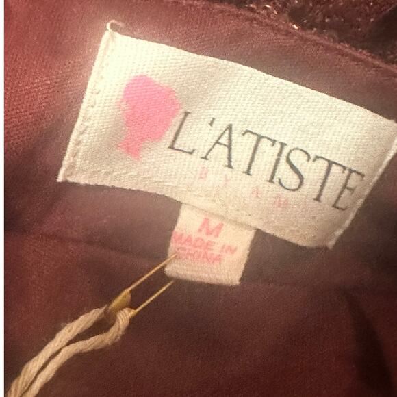 NWT L’Atiste by Amy Sequin Backless Gown  Burgundy Formal Maxi Dress Glam Size M - Picture 5 of 6